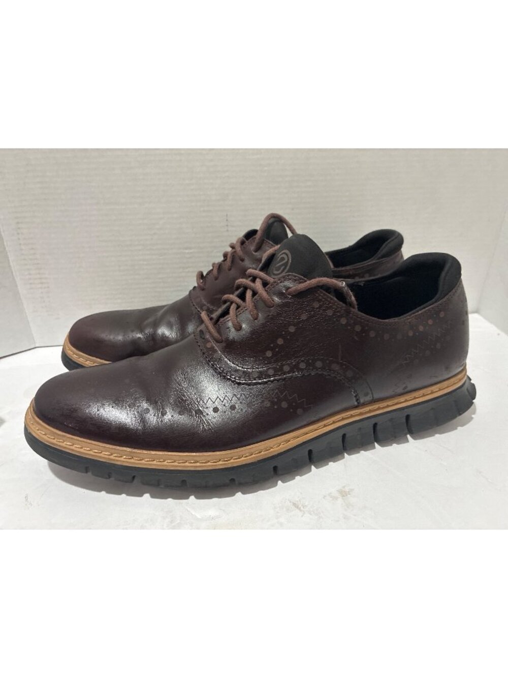 Cole Haan Men's ZERØGRAND Wingtip Oxfords waterproof Brown leather size 10.5